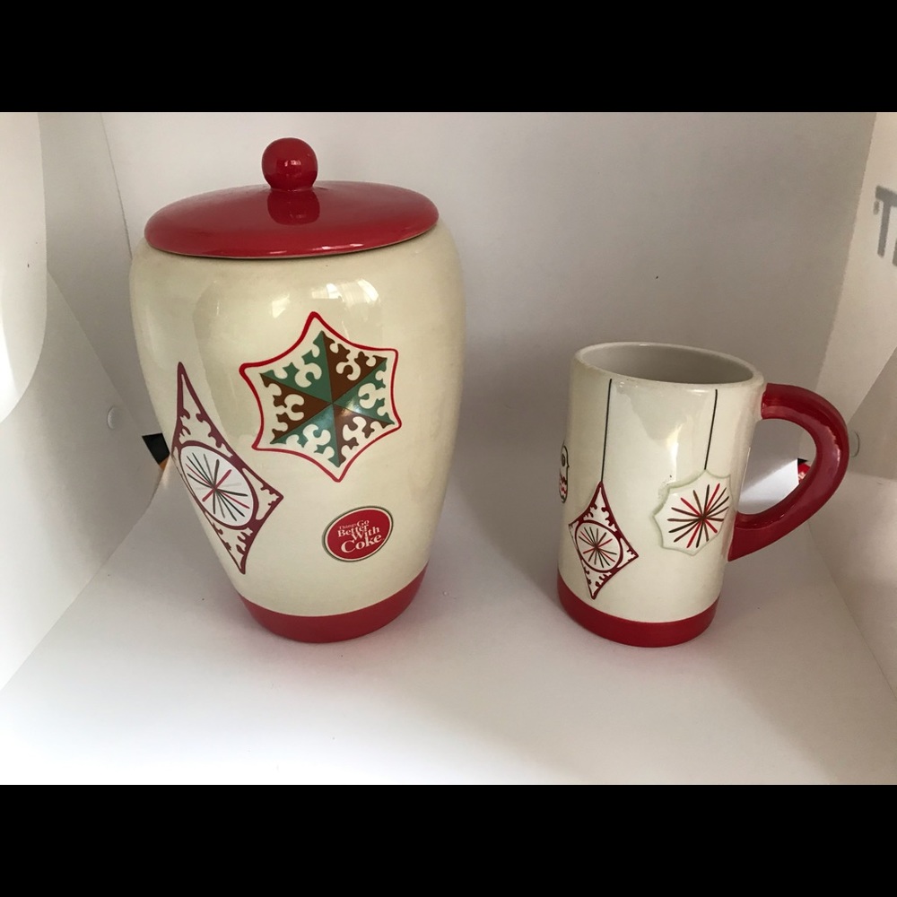 Vintage Coca-Cola Holiday Cookie Jar and Mug